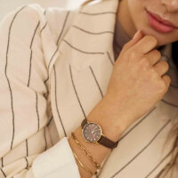 Burker Watches Ruby Petite Gold Ladies Wristwatch, Ruby Petite model, gold-tone case, brown leather strap, elegant design