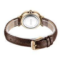 Burker Watches Ruby Petite Gold Ladies Wristwatch, Ruby Petite model, gold-tone case, brown leather strap, elegant design