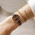Burker Watches Ruby Petite Gold Ladies Wristwatch, Ruby Petite model, gold-tone case, brown leather strap, elegant design