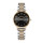 Burker Ruby Petite womens wristwatch, model RPBGSS, stainless steel case, black dial, gold accents, silver mesh strap
