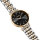 Burker Ruby Petite womens wristwatch, model RPBGSS, stainless steel case, black dial, gold accents, silver mesh strap