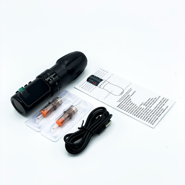 Wireless Tattoo FY12802BE Pen Set, cordless tattoo machine, lightweight, quiet, for studio use, precise lines