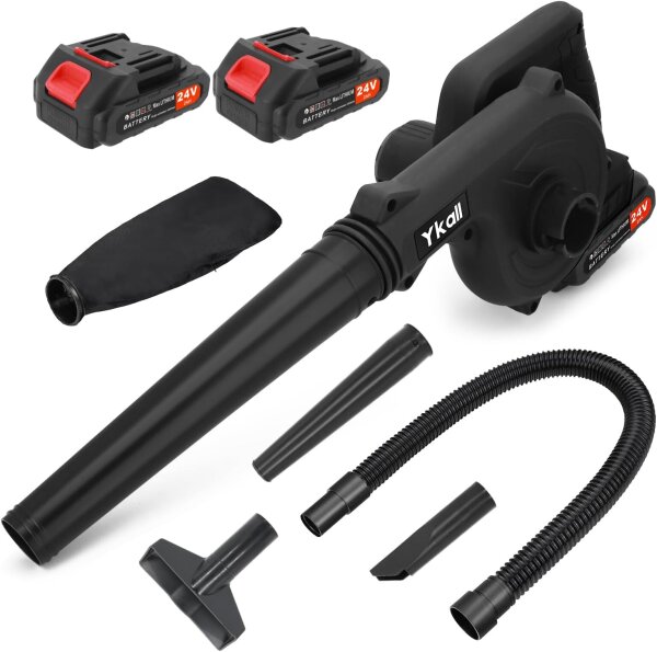 Ykall GFJ-01 Akku-Laubbläser, 24V, 4000 mAh, kabellos, für Garten, Terrasse, Hof, entfernt Laub & Staub