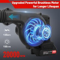 Ykall GFJ-01 Akku-Laubbläser, 24V, 4000 mAh, kabellos, für Garten, Terrasse, Hof, entfernt Laub & Staub