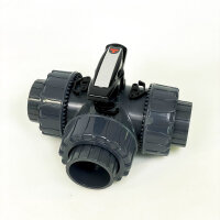 FIP TKD Dual Block Kugelhahn PVC-U, DN50, d63, Absperrventil, beidseitig verschraubt, chemikalienbeständig