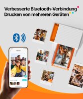 Liene Amber M110 Mini Photo Printer, Dye-Sublimation, Bluetooth, incl. 60 Photo Papers 10x15 cm, 20 Self-Adhesive Photos, 2 Color Ribbons, for iOS & Android