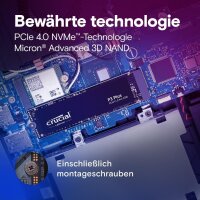 Crucial P3 Plus CT1000P3PSSD801, 1TB M.2 PCIe 4.0 NVMe SSD, bis 5000 MB/s Lesen, 3600 MB/s Schreiben, für Laptop & Desktop