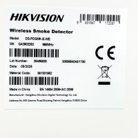 HIKVISION DS-PDSMK-E-WE Funk-Rauchmelder, 868 MHz, kabellos, optischer Sensor, Batteriebetrieb