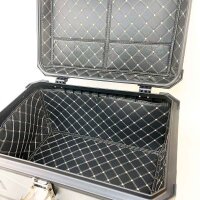 Aluminum motorcycle top case, black waterproof travel case, helmet storage, robust, lockable