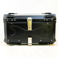 Aluminum motorcycle top case, black waterproof travel case, helmet storage, robust, lockable