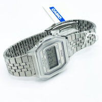 Casio A1000A-7EF, digital wristwatch, silver, stainless steel case and bracelet, water-resistant, retro design