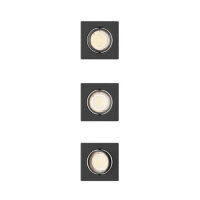 Philips Peridot LED GU10 3er-Set, quadratische Einbaustrahler, schwarz, Aluminium, versenkbar, Deckenleuchte