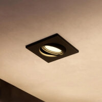 Philips Peridot LED GU10 3er-Set, quadratische Einbaustrahler, schwarz, Aluminium, versenkbar, Deckenleuchte