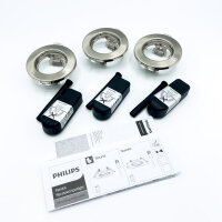 Philips Peridot LED GU10 3-pack, square recessed spotlights, white, aluminum, swiveling, ceiling light