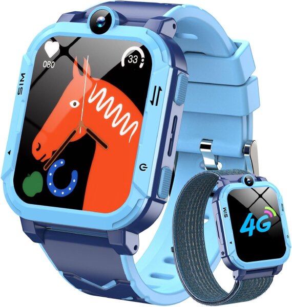 Blackview Z20 Kinder-Smartwatch, 1,83" Display, GPS, Videoanruf, Sprachchat, SOS, Schulmodus, Wecker, Schrittzähler, 800mAh, Blau