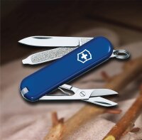 Victorinox small blue pocket tool, compact Swiss multi-tool with versatile functions