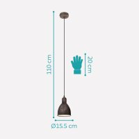 EGLO PRIDDY1 49492 Vintage pendant light, E27, 40W, 220–240V, rustic brown, Ø 15.5 cm, height 110 cm, indoor lamp