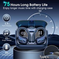 STECEi HD65 Sport In-Ear Bluetooth 5.4 Headphones, 75h Battery, HD Microphone, Ear Hooks, IP7 Waterproof, Blue