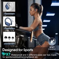 STECEi HD65 Sport In-Ear Bluetooth 5.4 Headphones, 75h Battery, HD Microphone, Ear Hooks, IP7 Waterproof, Blue