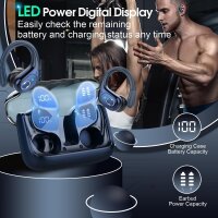STECEi HD65 Sport In-Ear Bluetooth 5.4 Headphones, 75h Battery, HD Microphone, Ear Hooks, IP7 Waterproof, Blue