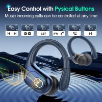 STECEi HD65 Sport In-Ear Bluetooth 5.4 Headphones, 75h Battery, HD Microphone, Ear Hooks, IP7 Waterproof, Blue