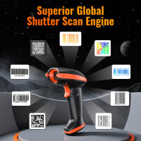 Tera HW0008 2D Barcode Scanner, Wireless, with Charging Station, Fast Scanning, USB Receiver, for Warehouse and Retail
