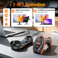 Tera HW0008 2D Barcode Scanner, Wireless, with Charging Station, Fast Scanning, USB Receiver, for Warehouse and Retail