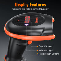 Tera HW0008 2D Barcode Scanner, Wireless, with Charging Station, Fast Scanning, USB Receiver, for Warehouse and Retail