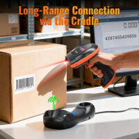 Tera HW0008 2D Barcode Scanner, Wireless, with Charging Station, Fast Scanning, USB Receiver, for Warehouse and Retail