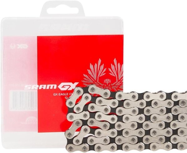 SRAM PC GX Eagle 12-speed bicycle chain, 126 links, MTB, silver/grey, model 00.2518.030.011
