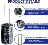 50x Nichicon Aluminum Electrolyte Capacitors, 470 µF, 100 V, Radial, Bedrachtet, 16x35.5 mm