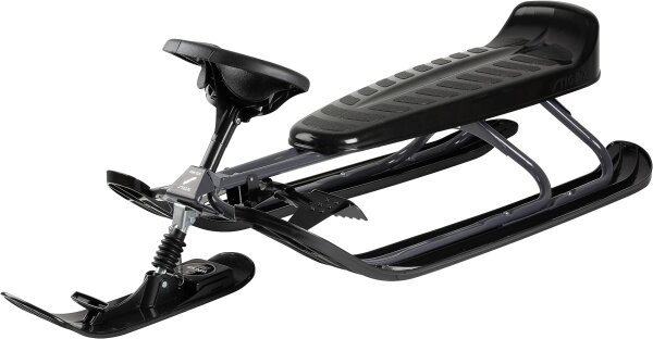 STIGA Snowracer King Size GT, steering sled for 2 people, with brakes, large seat, graphite grey/black