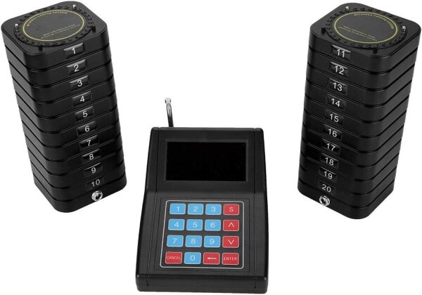 Ashata SU-668-S, wireless pager system, 10 call buttons, 1 receiver, LED display, for restaurants and hospitals
