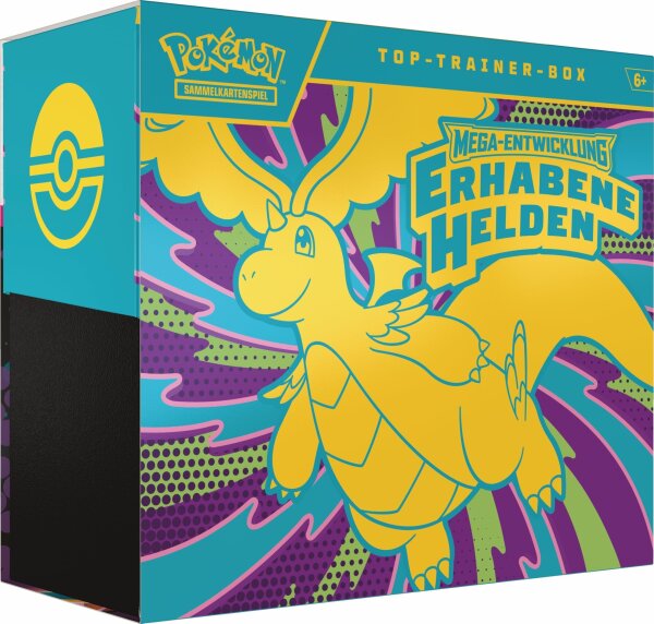 Pokémon TCG Top Trainer Box Mega Evolution, Exalted Heroes, 1 Promo Card, 9 Booster Packs, Premium Accessories