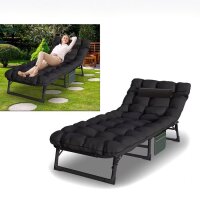 Sun lounger KL3 Black, foldable, with cushion, adjustable...