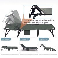 Sun lounger KL3 Black, foldable, with cushion, adjustable lounger for garden and terrace