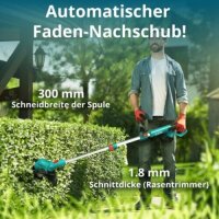Germania 20V cordless grass trimmer, 7,500 rpm, 300mm cutting diameter, telescopic handle 94–122cm, 4-way rotating head