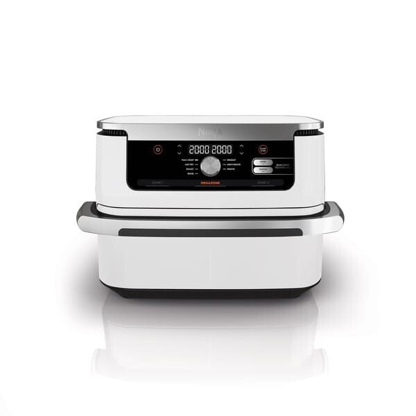 Ninja AF500EUWH Doppel-Heißluftfritteuse, 10,4L, 2470W, 7 Programme, Timer, PTFE Antihaft, weiß, leichter Kratzer