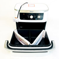 Ninja AF500EUWH Doppel-Heißluftfritteuse, 10,4L, 2470W, 7 Programme, Timer, PTFE Antihaft, weiß, leichter Kratzer