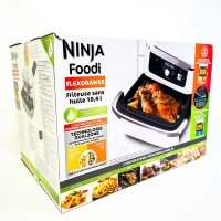 Ninja AF500EUWH Doppel-Heißluftfritteuse, 10,4L, 2470W, 7 Programme, Timer, PTFE Antihaft, weiß, leichter Kratzer