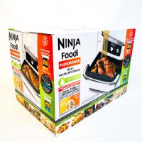 Ninja AF500EUWH Doppel-Heißluftfritteuse, 10,4L, 2470W, 7 Programme, Timer, PTFE Antihaft, weiß, leichter Kratzer