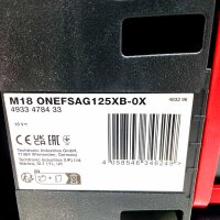 Milwaukee M18 ONEFSAG125XB-0X Akku-Winkelschleifer 125mm, bürstenlos, mit Bremse, ohne Akku/Ladegerät, 4933478433