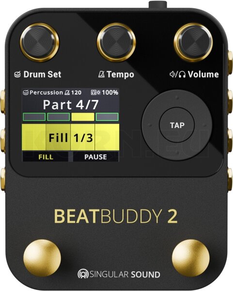 Singular Sound BeatBuddy 2 Drum Machine Pedal, integrated looper, 200+ songs, 24 drum sets, foot control