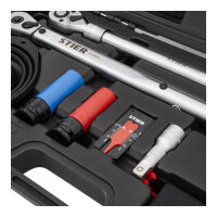 STIER Wheel Mounting Set 1/2", 11-piece, torque wrench 40-200 Nm, extensions, case, high precision