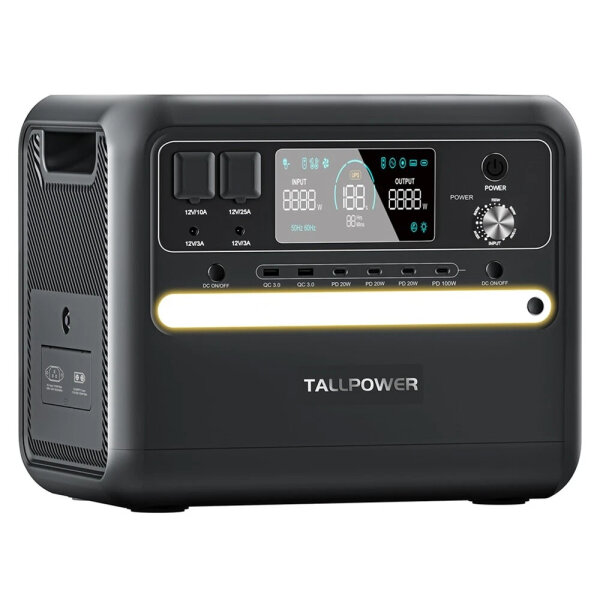 TALLPOWER V2400 Powerstation, 2160 Wh, 2400 W, LiFePO4, reiner Sinus, USB-C PD 100W, MPPT, USV, Solargenerator