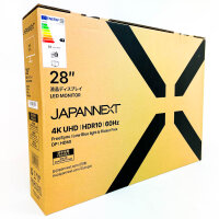 JAPANNEXT JN-IPS2802UHDR-W 28" 4K UHD Monitor, HDR10, 60Hz, FreeSync, Blue Light Filter, DP/HDMI, Speakers, VESA, Tiltable