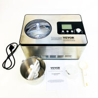 VEVOR ICE2032 Ice Cream Maker, 2L, 180W, Compressor, Frozen Yogurt & Gelato, 3 Modes, Portable, Quiet, Silver