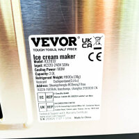 VEVOR ICE2032 Ice Cream Maker, 2L, 180W, Compressor, Frozen Yogurt & Gelato, 3 Modes, Portable, Quiet, Silver