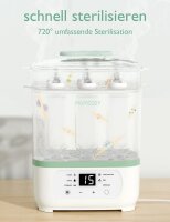 Momcozy Elektrischer Dampfsterilisator, 3-in-1, für 8 Babyflaschen, Trocknen & Erwärmen, schnelle 30 Min Trocknung, für alle Marken