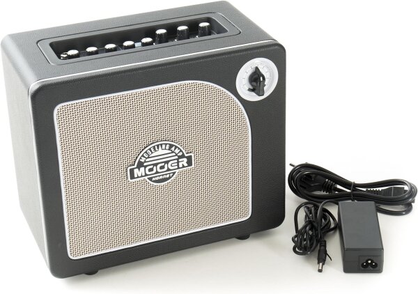 MOOER Hornet, 15W electric guitar amplifier, compact, 9 amp models, Bluetooth, black, metal housing